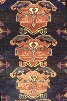 Rare tapis  Kurde  Kurdistan   motif en forme de masque- fin XIXème siècle